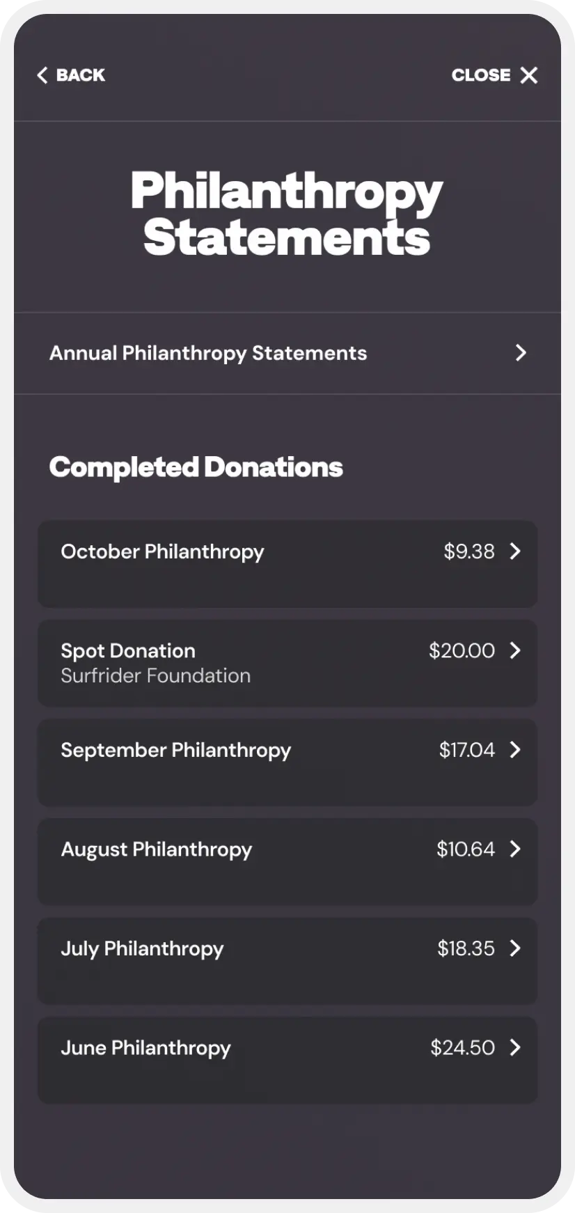 philanthropy statements screen