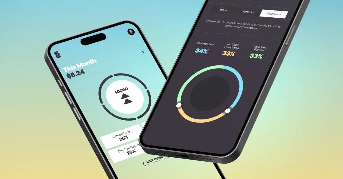 app screens showing environmental portfolio
